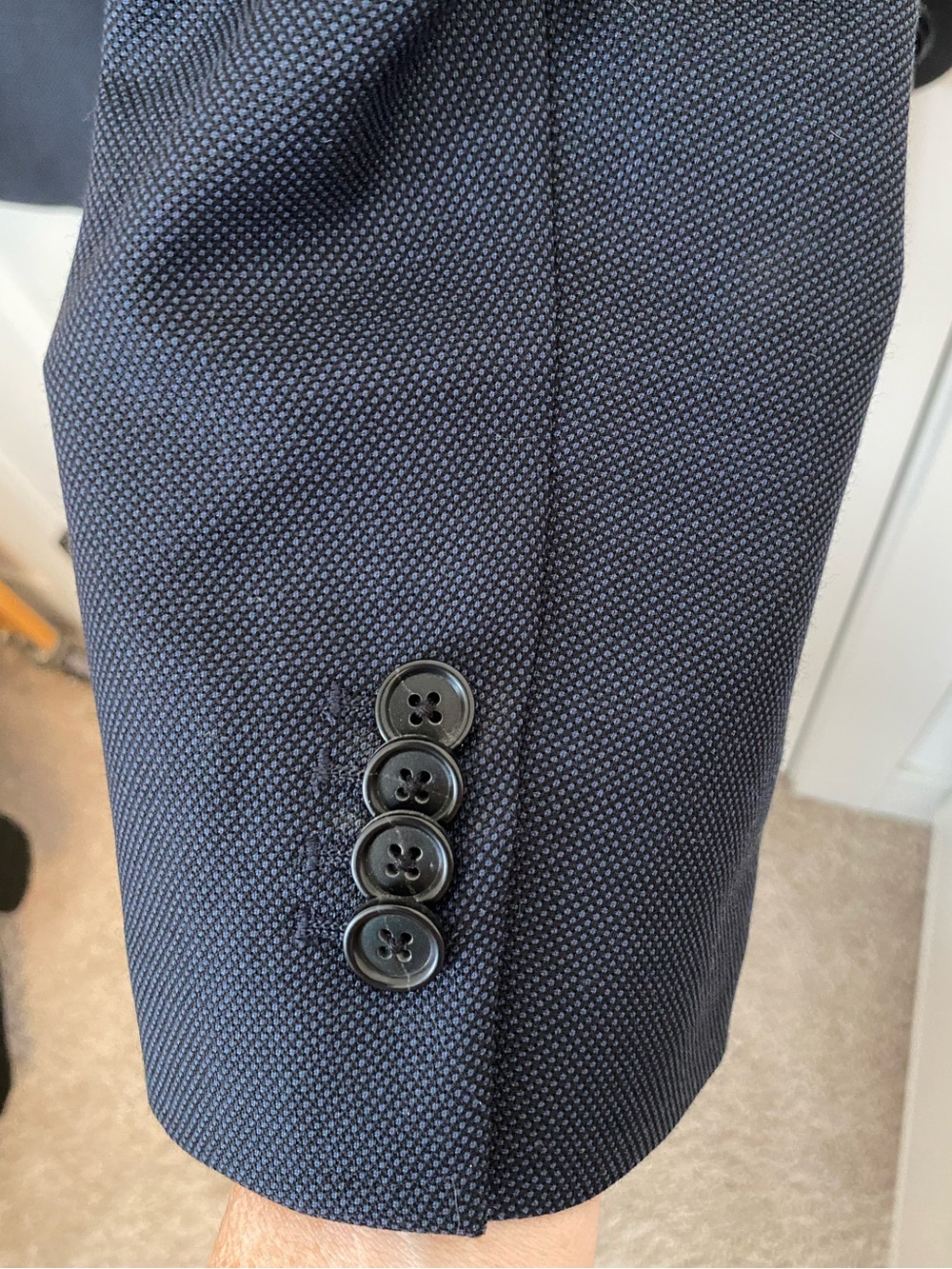 Banana Republic Men's Suit- Marzotto Super 110 Navy Birdseye 40R, 32x32 - Picture 6 of 15